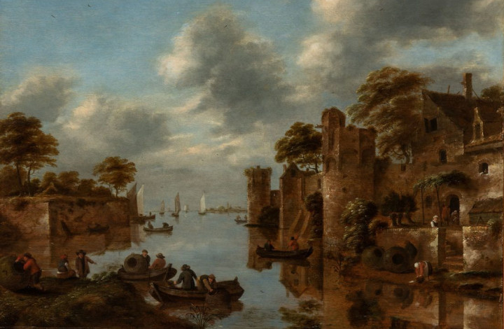 Клас Моленар "Приморский пейзаж" 1657 г. (дерево, масло)